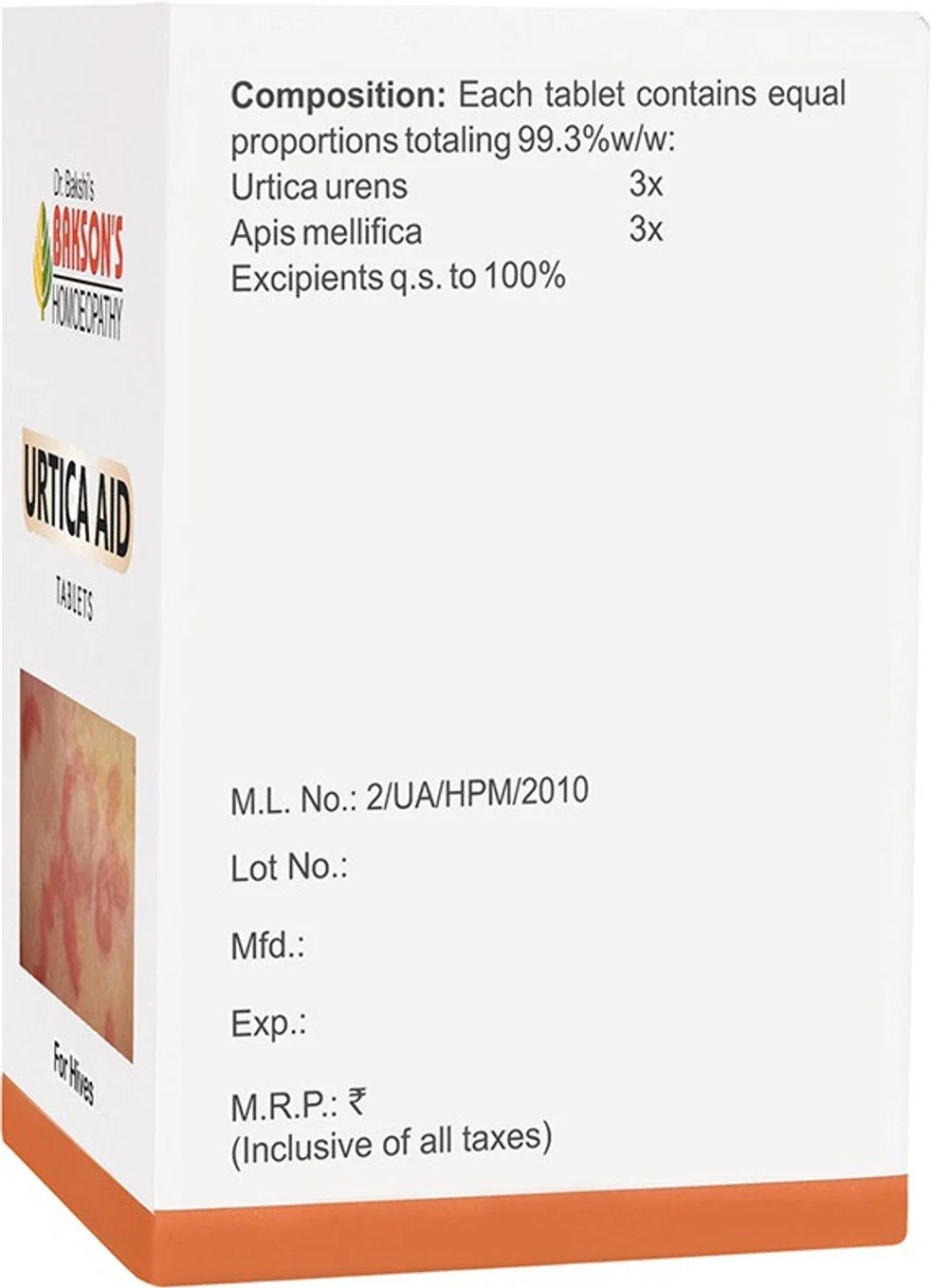 Bakson's Homeopathy Urtica Aid Tablets - 75 Tablets