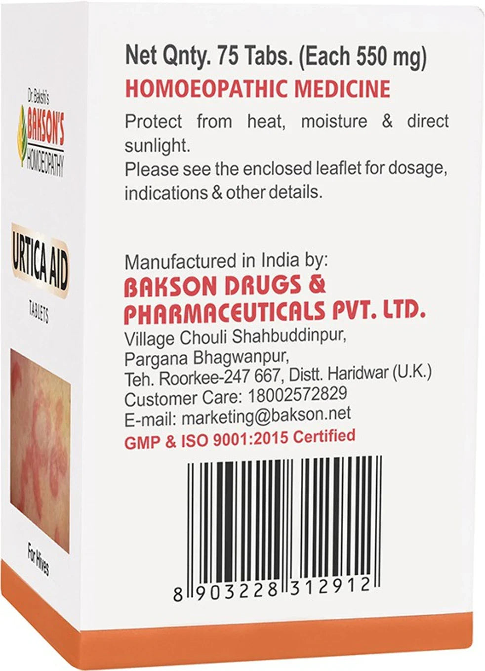 Bakson's Homeopathy Urtica Aid Tablets - 75 Tablets