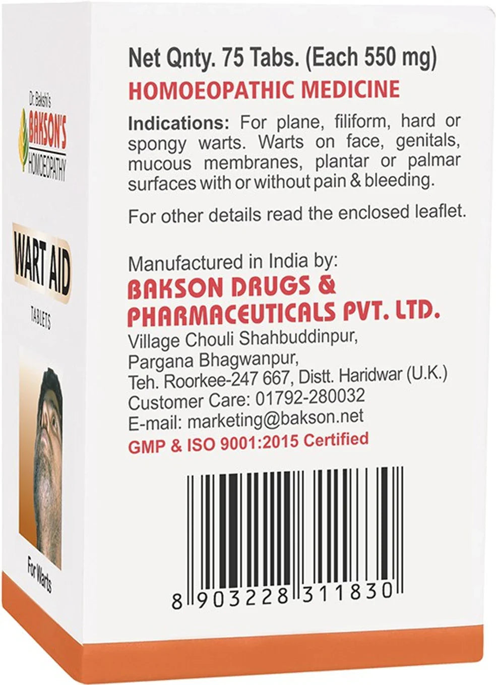 Bakson's Homeopathy Wart Aid Tablets - 75 Tablets