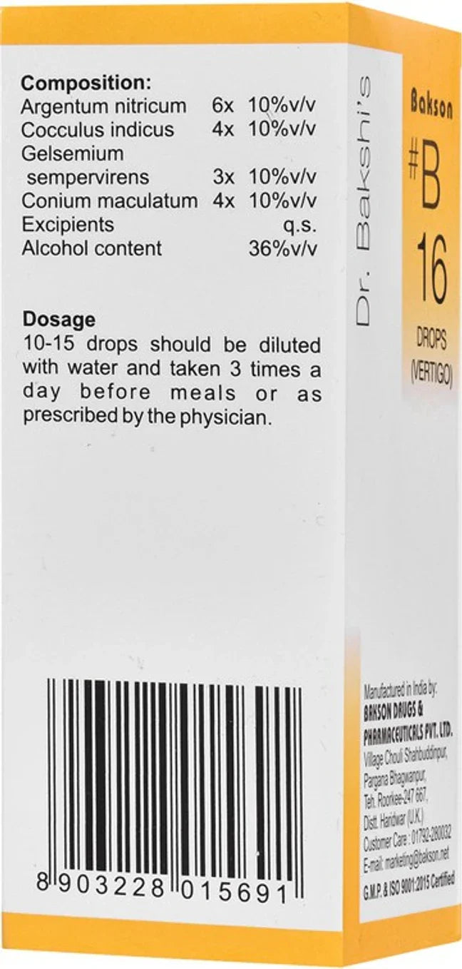 Bakson's Homeopathy B16 Drops - 30 ml