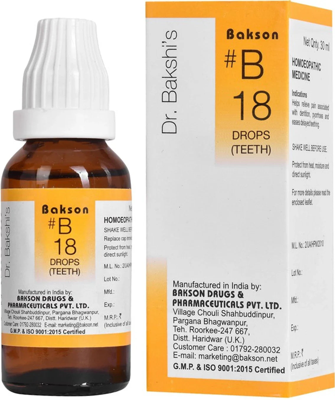 Bakson's Homeopathy B18 Drops (Teeth) - 30 ml