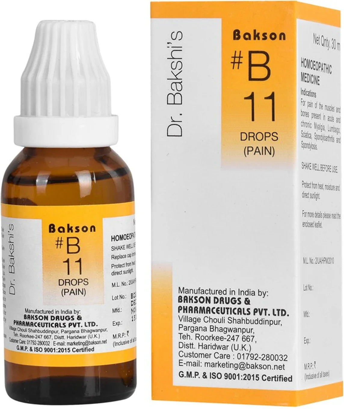 Bakson's Homeopathy B11 Drops (Pain) - 30 ml