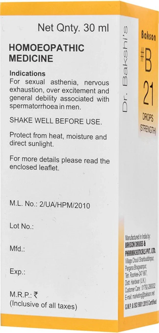 Bakson's Homeopathy B21 Drops - 30 ml