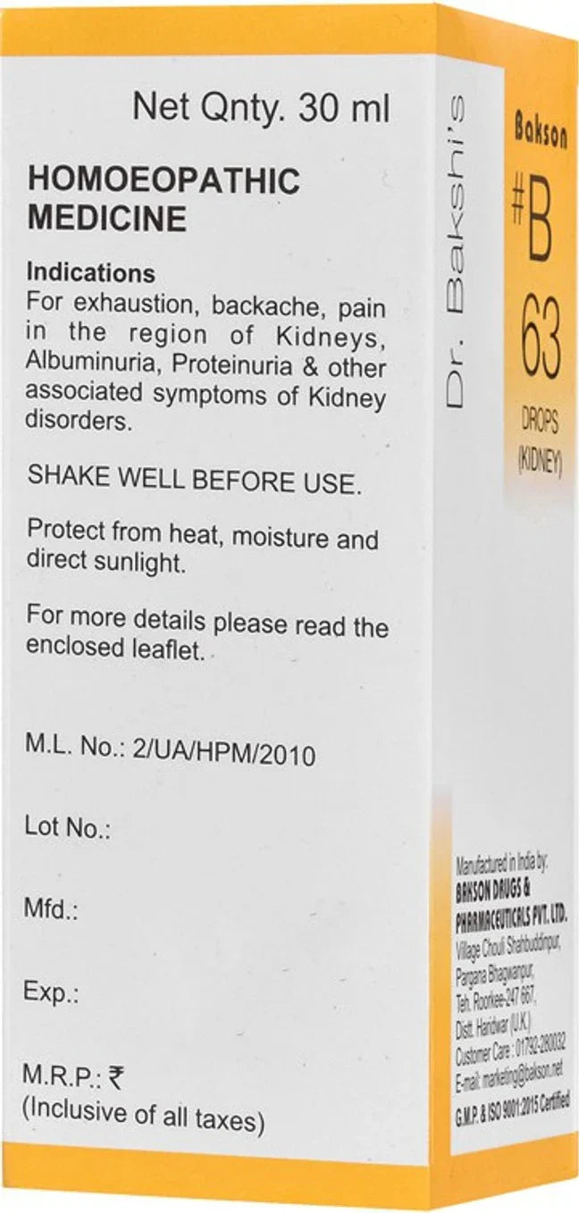 Bakson's Homeopathy B63 Drops - 30 ml