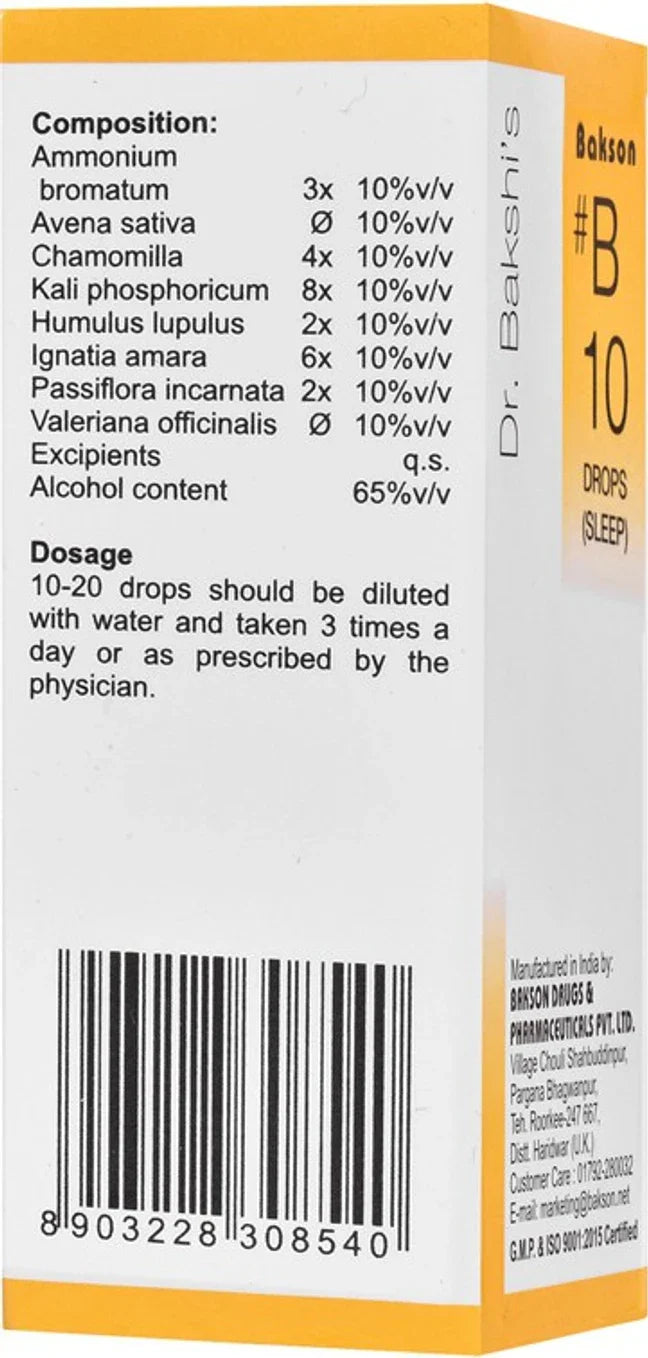Bakson's Homeopathy B10 Drops (Sleep) - 30 ml