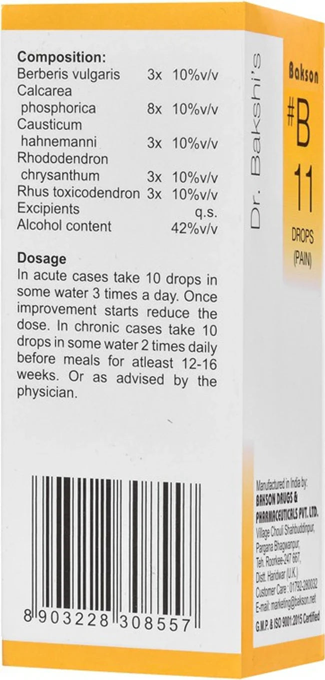 Bakson's Homeopathy B11 Drops (Pain) - 30 ml
