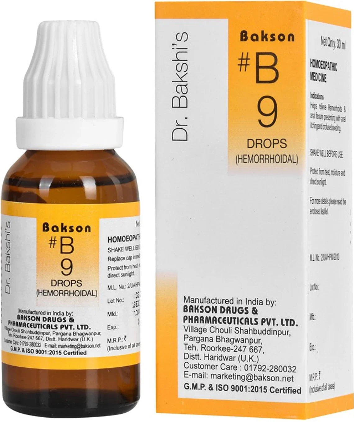 Bakson's Homeopathy B9 Hemorrhoidal Drops - 30 ml