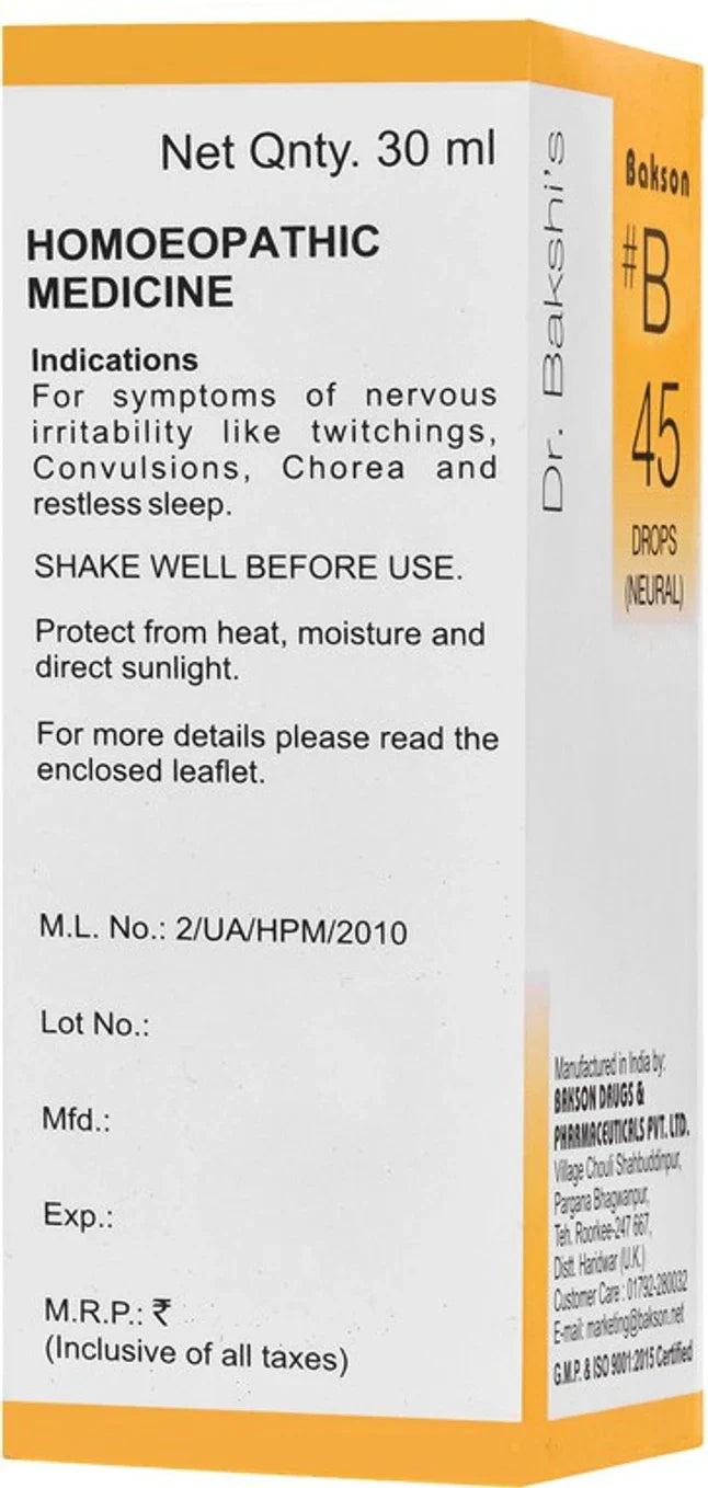 Bakson's Homeopathy B45 Drops - 30 ml