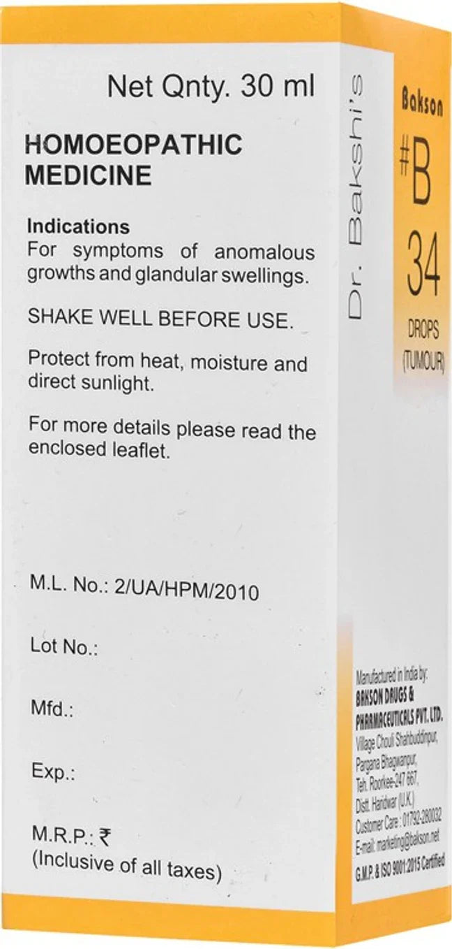 Bakson's Homeopathy B34 Drops - 30 ml