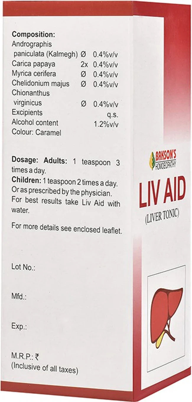 Bakson's Homeopathy Liv Aid Liver Tonic - 115 ml