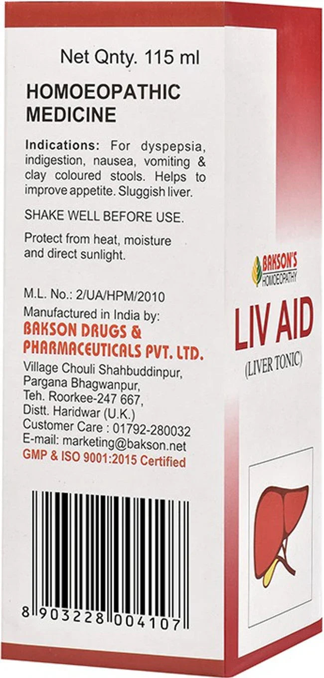 Bakson's Homeopathy Liv Aid Liver Tonic - 115 ml