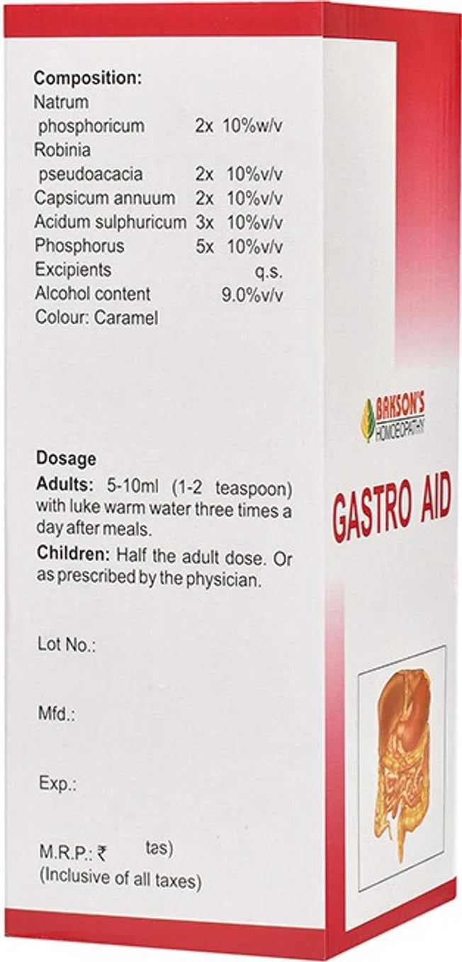 Bakson's Homeopathy Gastro Aid Syrup - 115 ml
