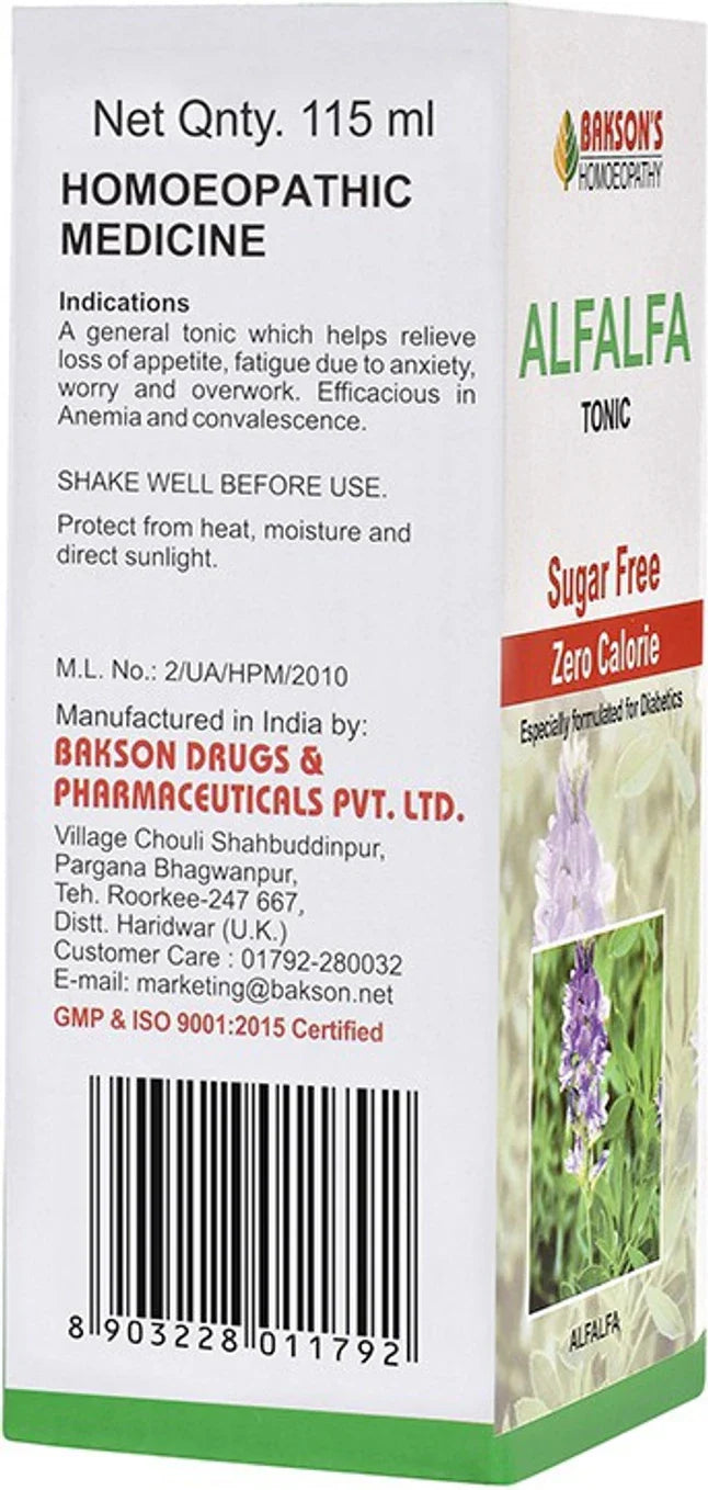 Bakson's Homeopathy Alfalfa Tonic Sugar Free - 115 ml