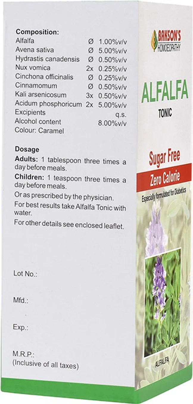 Bakson's Homeopathy Alfalfa Tonic Sugar Free - 115 ml