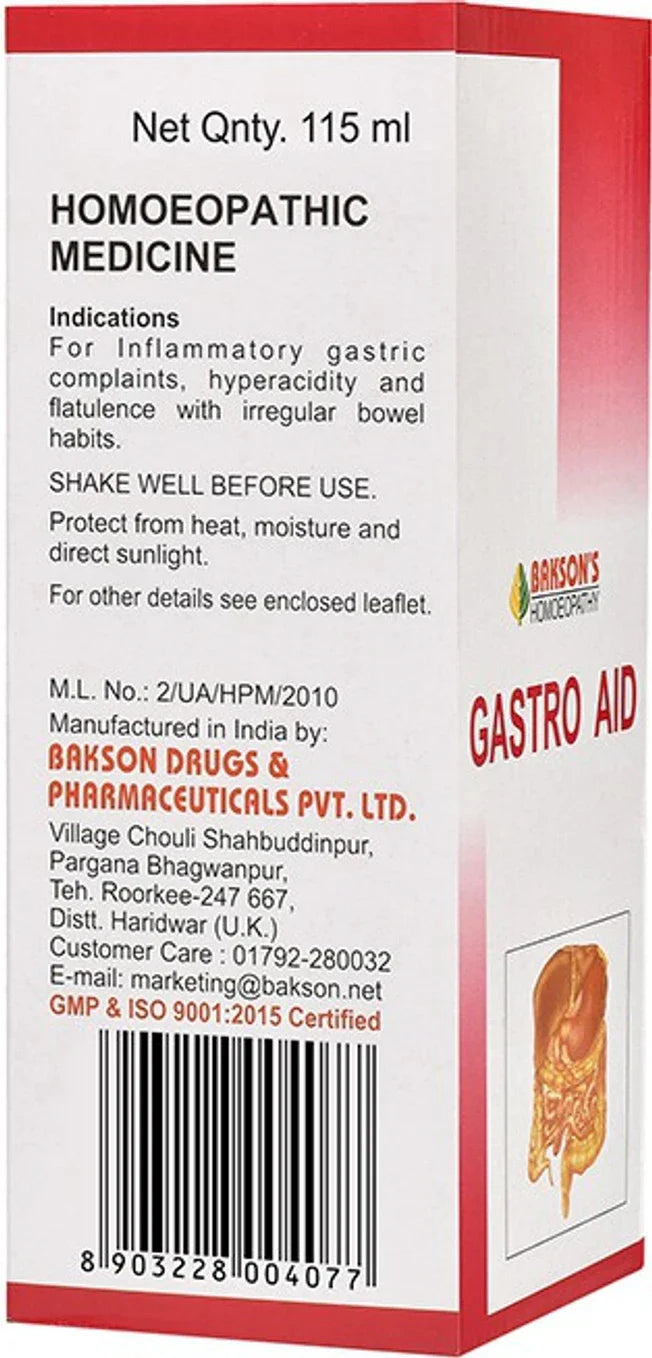Bakson's Homeopathy Gastro Aid Syrup - 115 ml