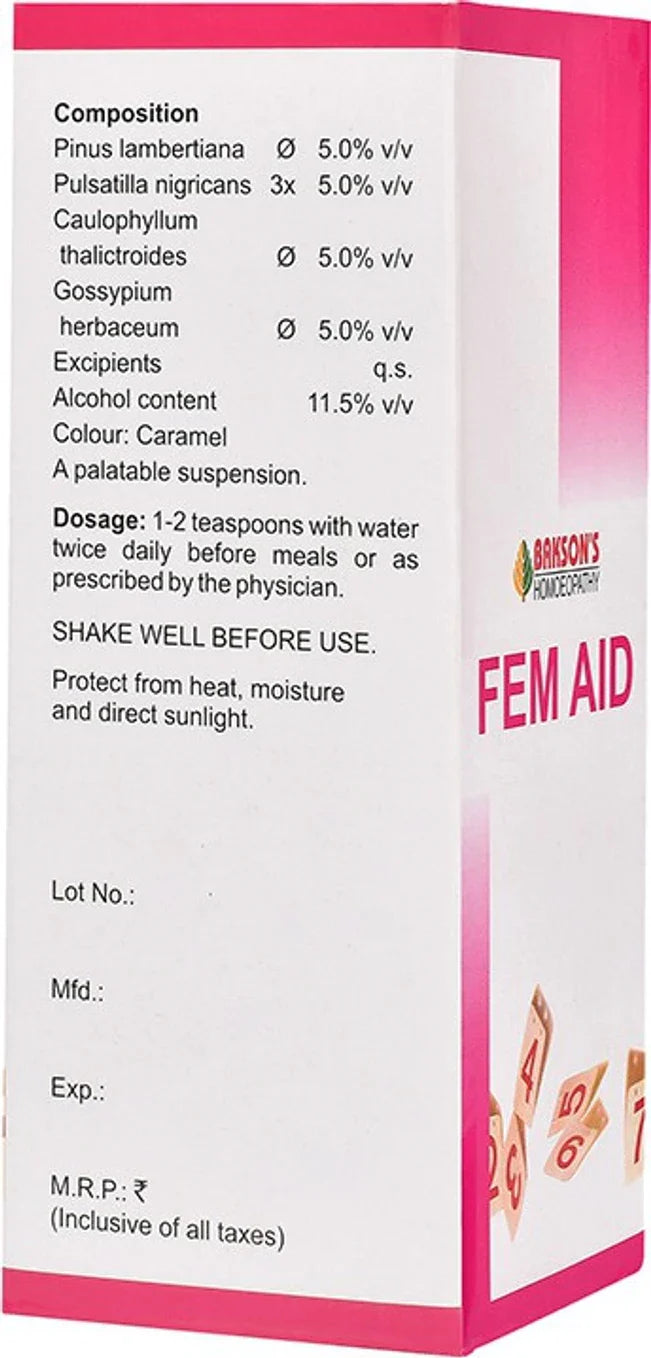Bakson's Homeopathy Fem Aid Syrup - 115 ml