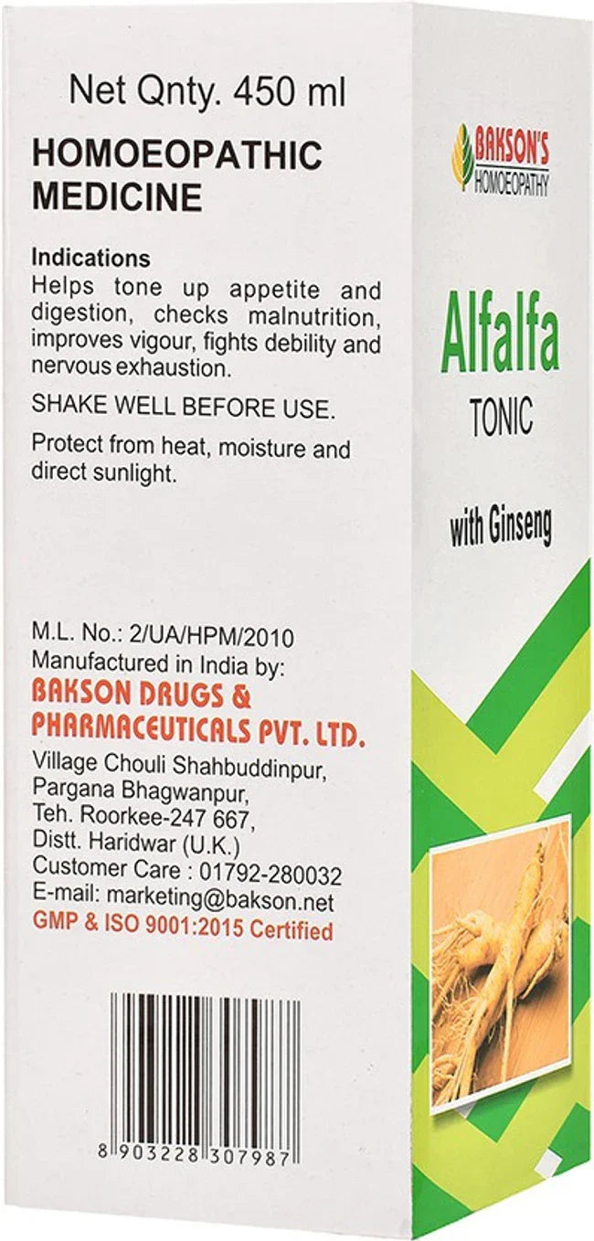 Bakson's Homeopathy Alfalfa Tonic with Ginseng - 450 ml