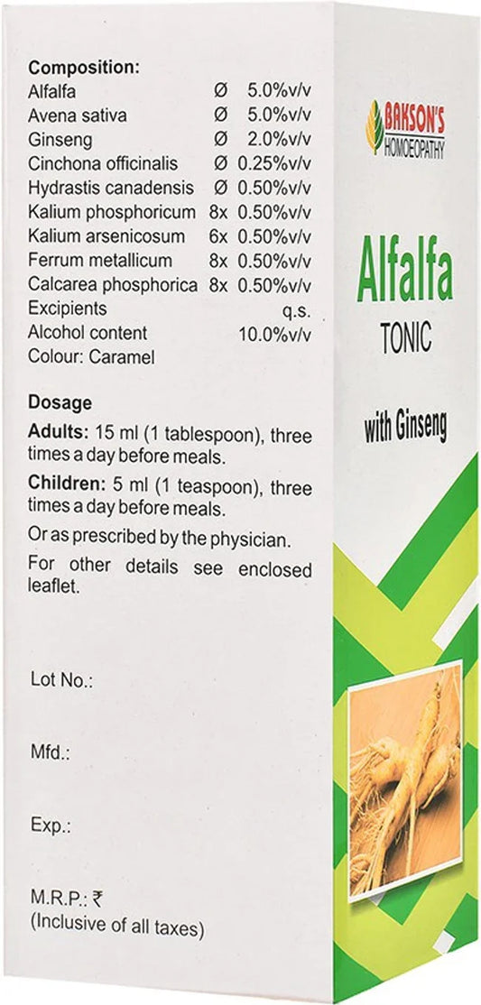 Bakson's Homeopathy Alfalfa Tonic with Ginseng - 450 ml