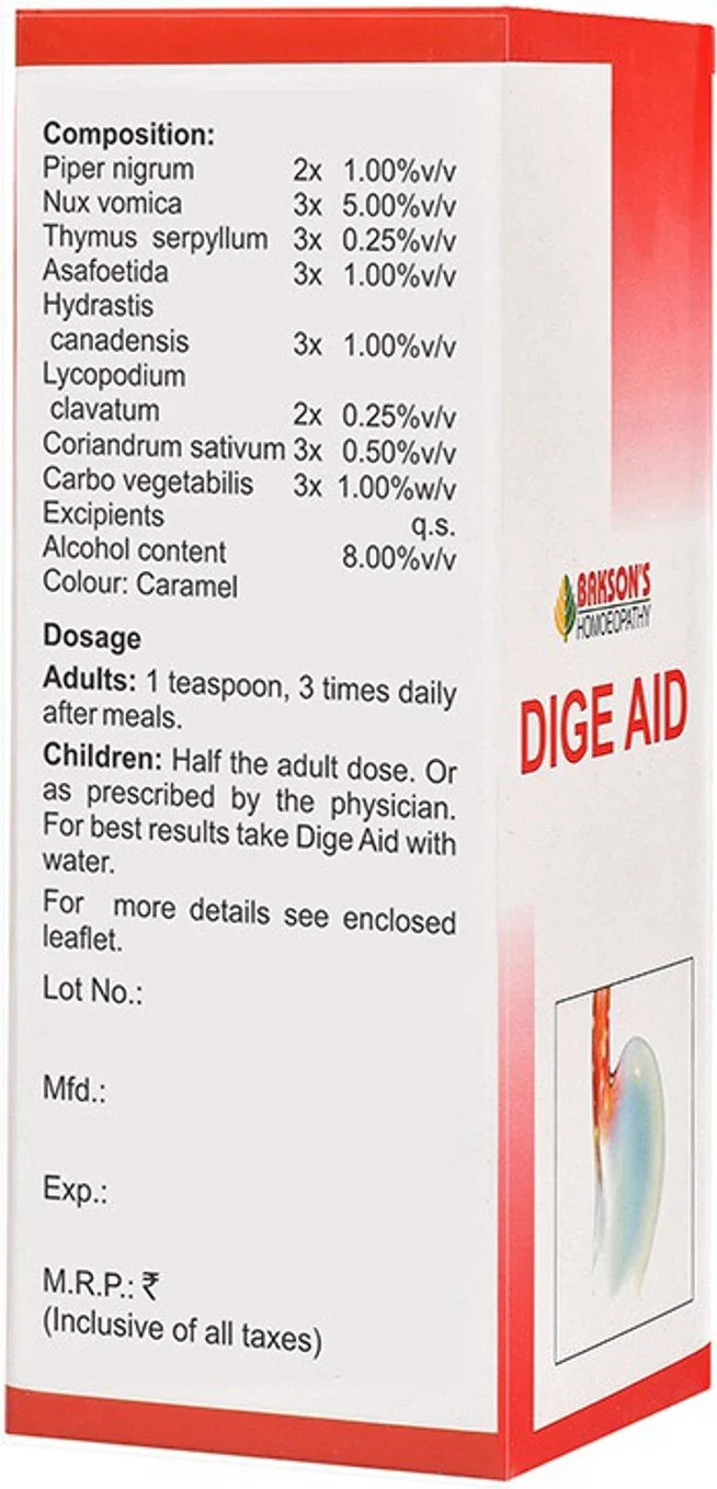 Bakson's Homeopathy Dige Aid Syrup - 115 ml