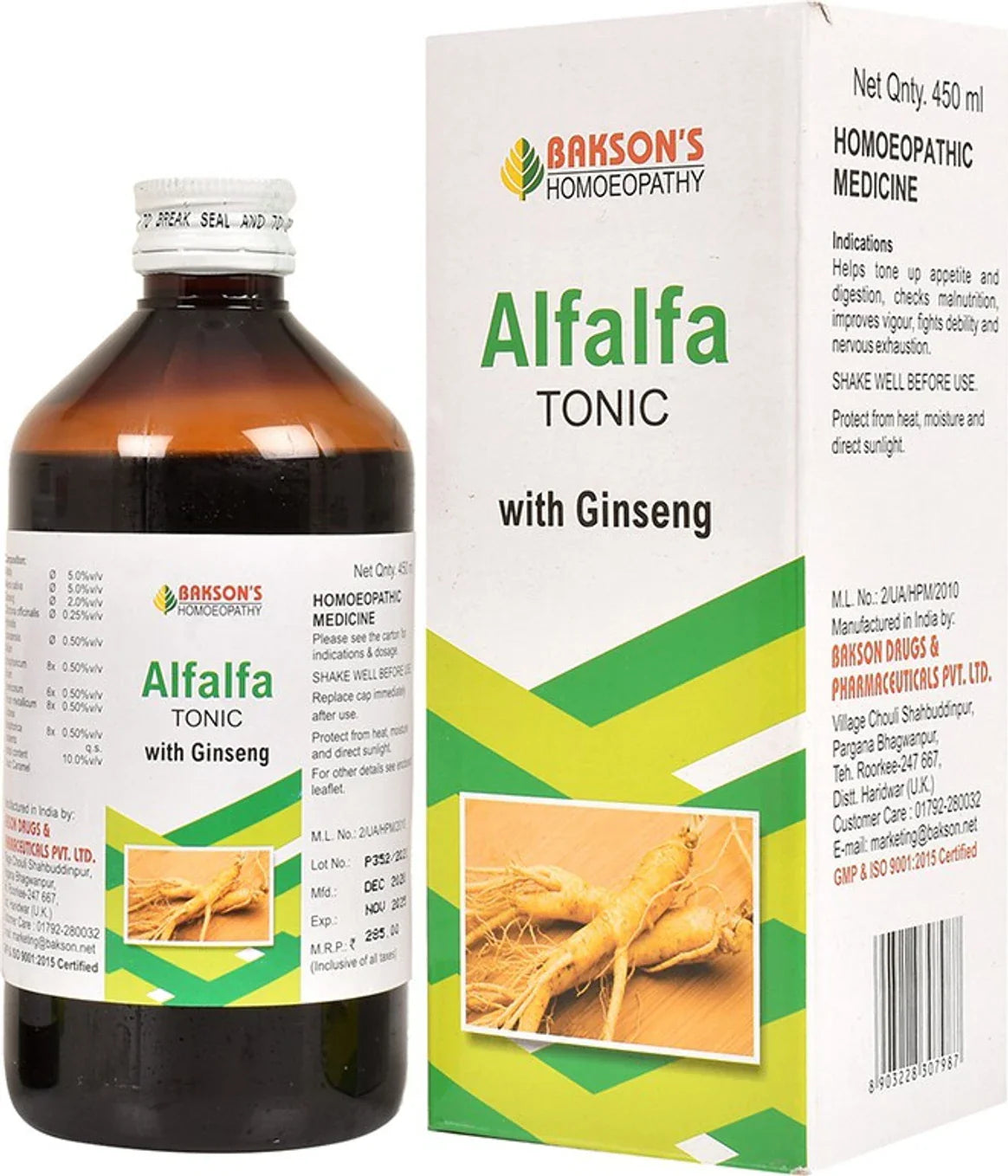 Bakson's Homeopathy Alfalfa Tonic with Ginseng - 450 ml