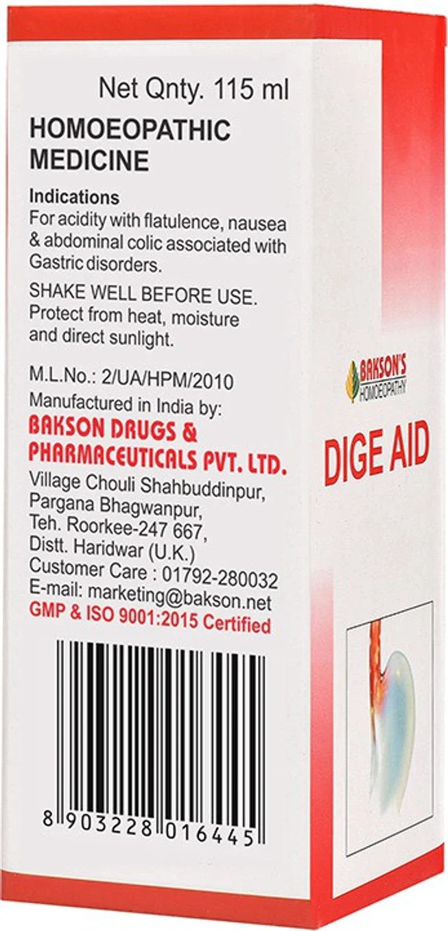 Bakson's Homeopathy Dige Aid Syrup - 115 ml