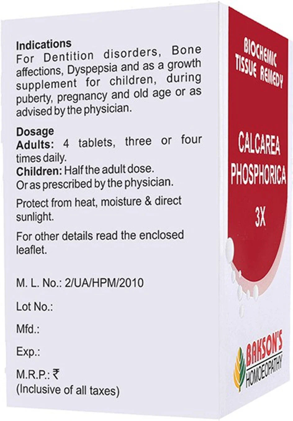 Bakson's Homeopathy Calcarea Phosphorica Biochemic Tablets - 3X - 25 gm