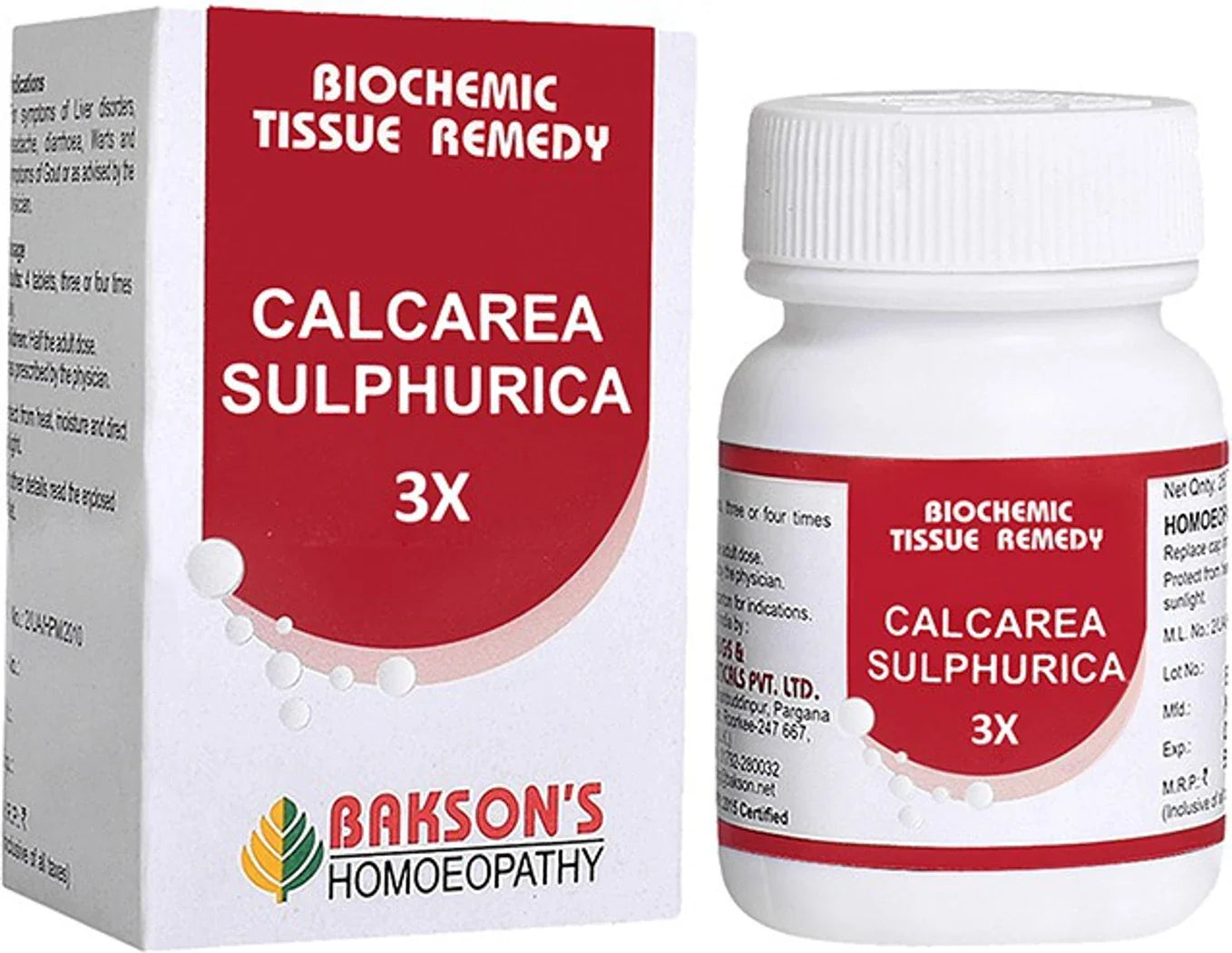Bakson's Homeopathy Calcarea Sulphurica Biochemic Tablets - 3X - 250 tabs