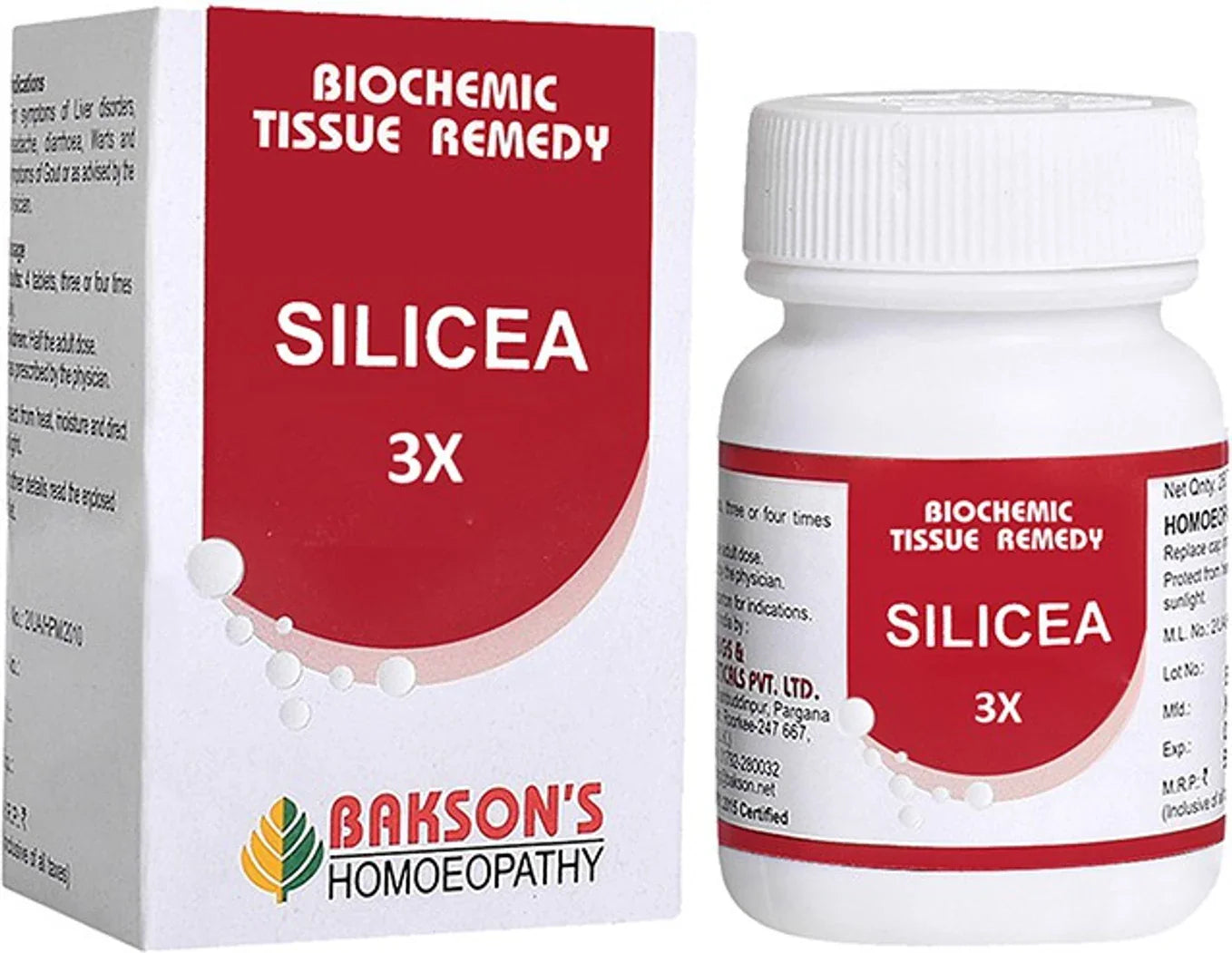 Bakson's Homeopathy Silicea Biochemic Tablets - 3X - 25 gm