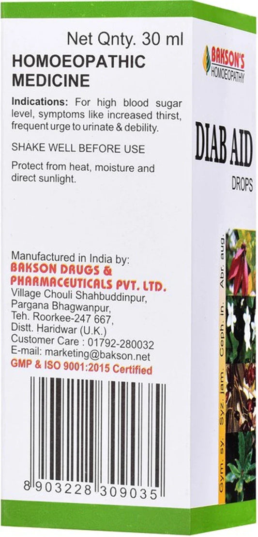 Bakson's Homeopathy Diab Aid Drops - 30 ml
