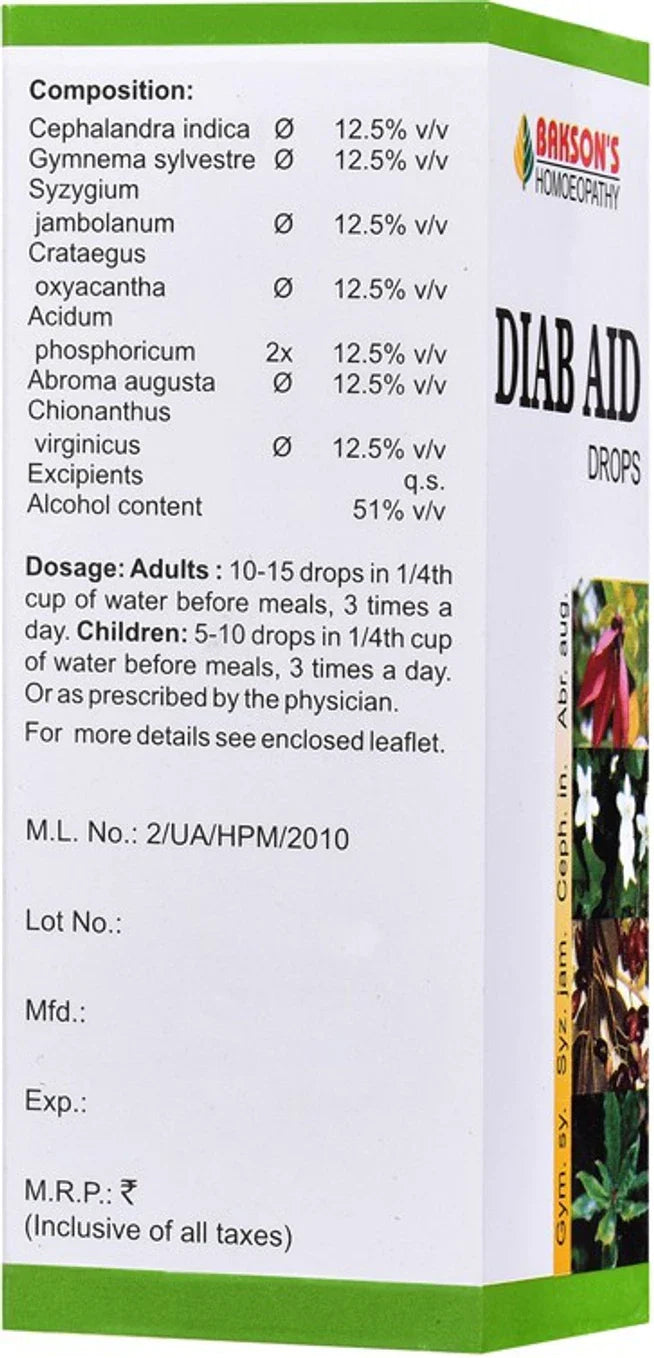Bakson's Homeopathy Diab Aid Drops - 30 ml