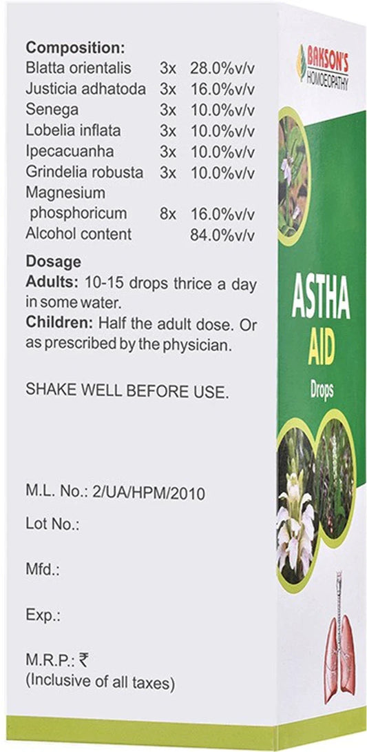 Bakson's Homeopathy Astha Aid Drops - 30 ml