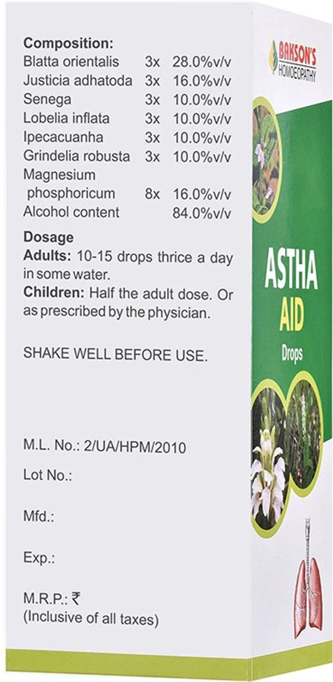 Bakson's Homeopathy Astha Aid Drops - 30 ml