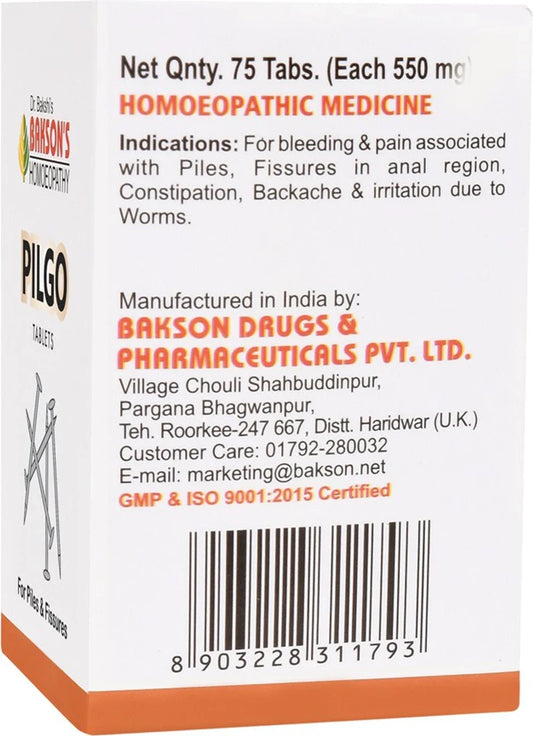 Bakson's Homeopathy Pilgo Tablets - 75 tabs