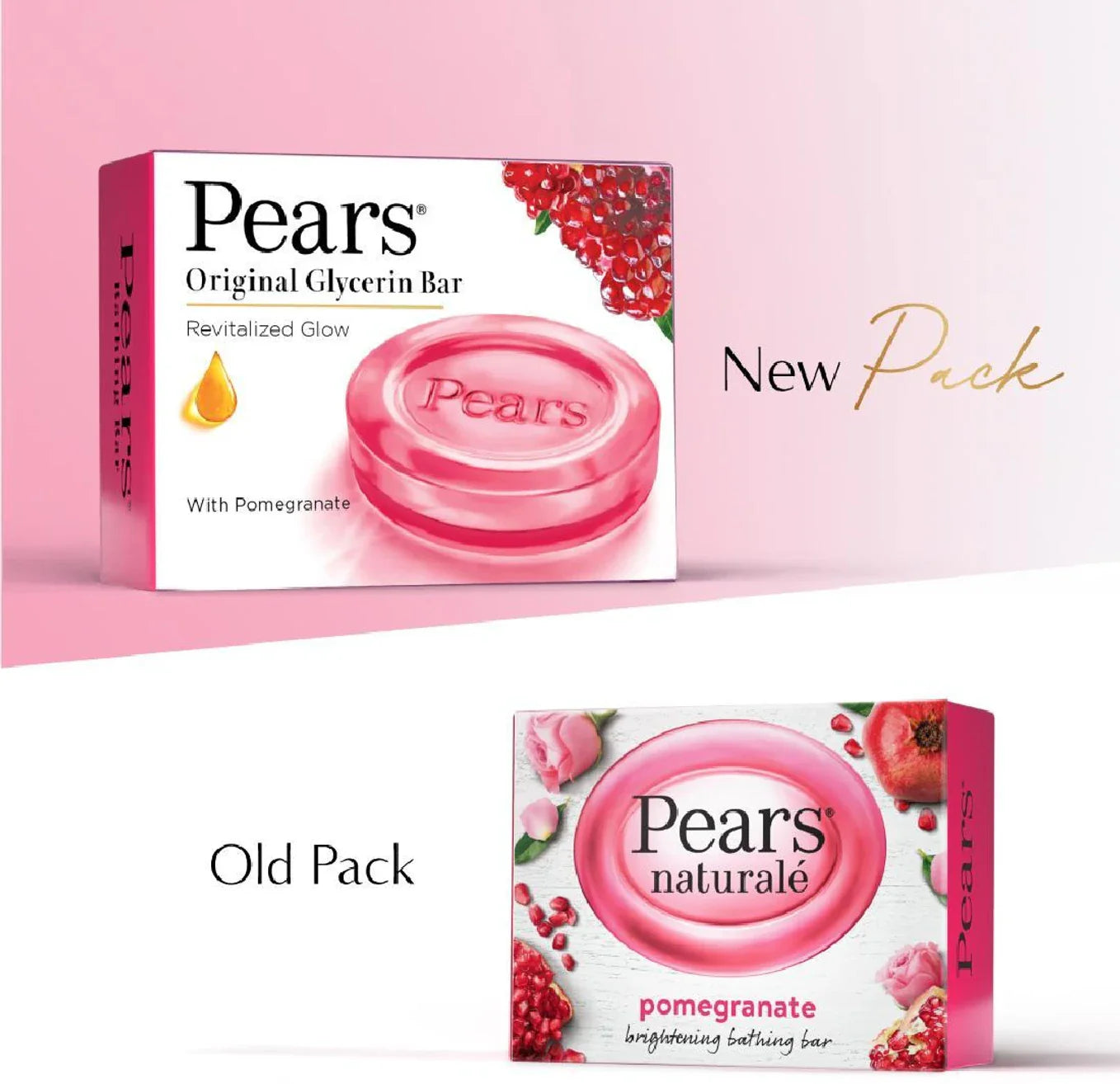 Pears Naturale Pomegranate Brightening Bathing Soap Bar - Pack of 4 - 125 gm