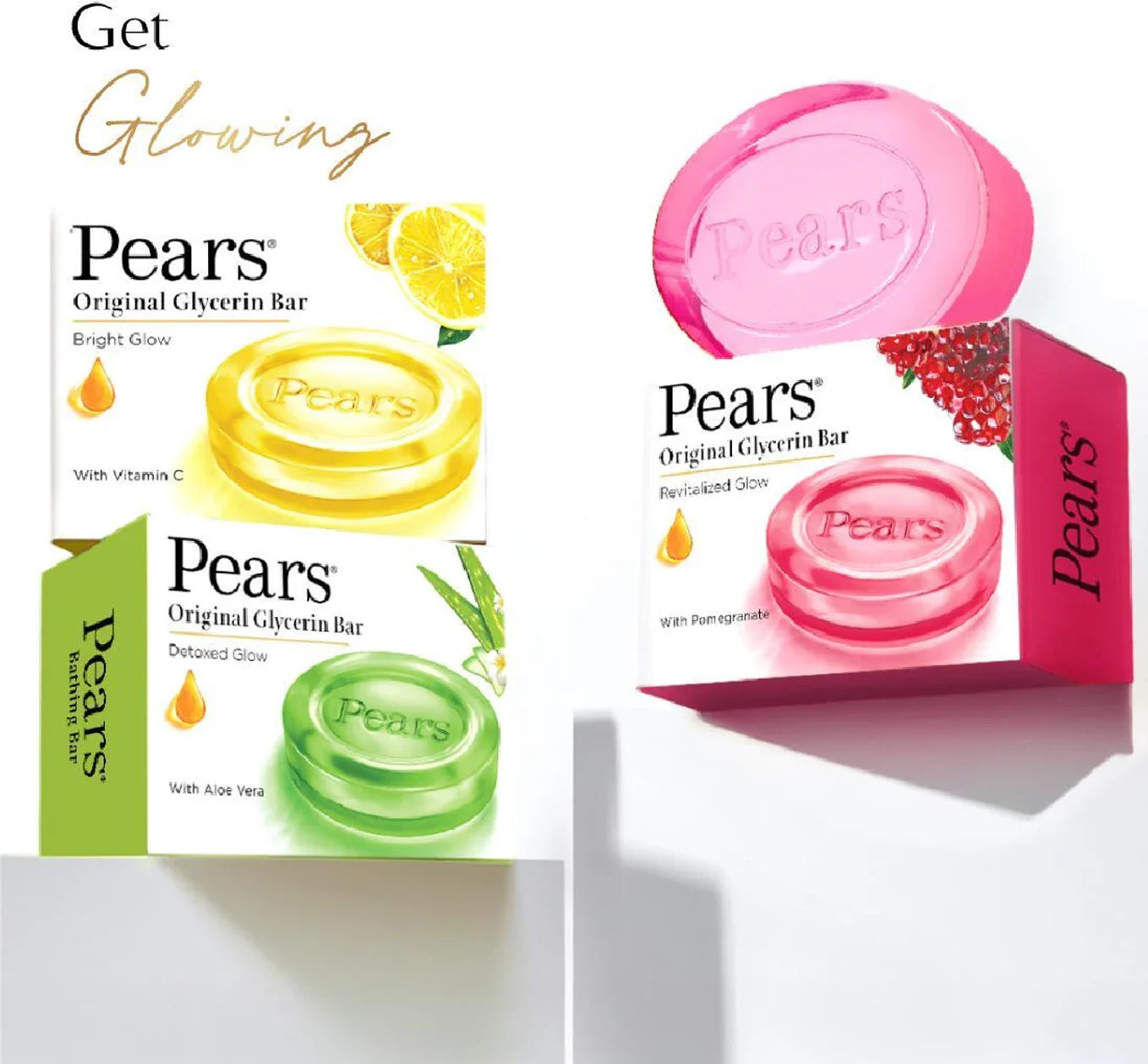 Pears Naturale Pomegranate Brightening Bathing Soap Bar - Pack of 4 - 125 gm