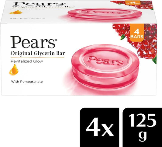 Pears Naturale Pomegranate Brightening Bathing Soap Bar - Pack of 4 - 125 gm