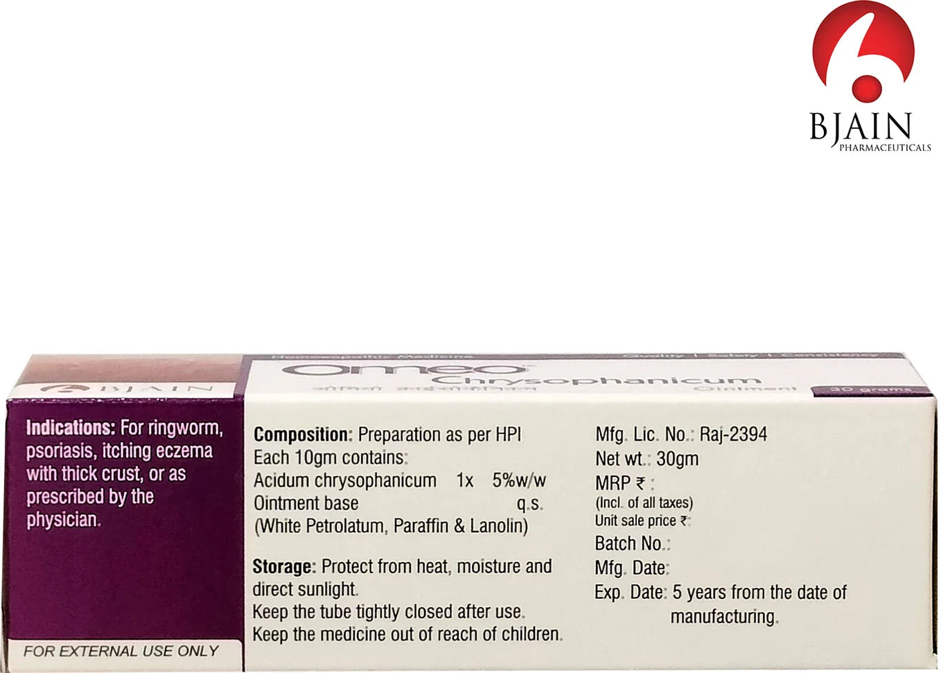 Bjain Homeopathy Omeo Chrysophanicum Ointment - 30 gm