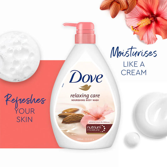 Dove Body Wash - Relaxing Care Almond Cream & Hibiscus Nourishing - 1000 ml - Pack of 1