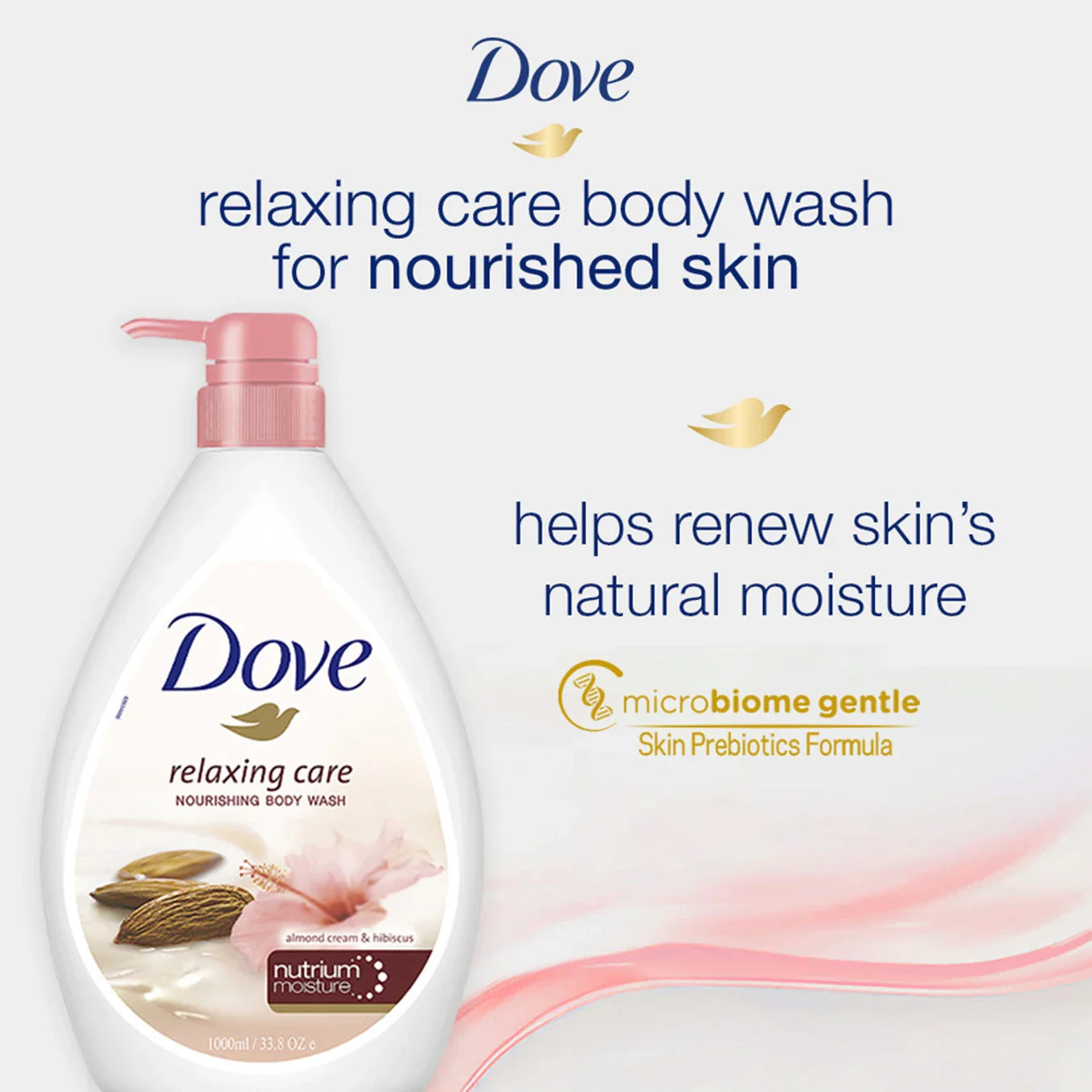 Dove Body Wash - Relaxing Care Almond Cream & Hibiscus Nourishing - 1000 ml - Pack of 1