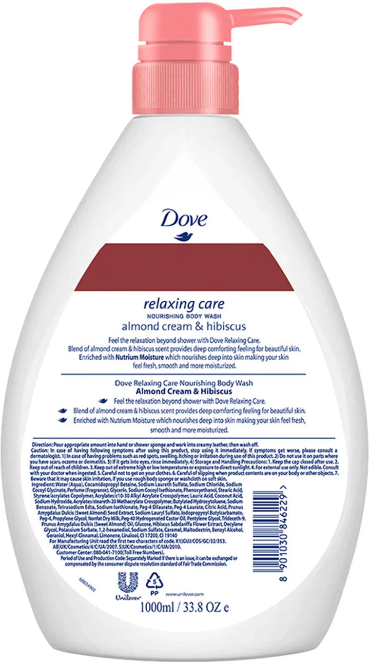 Dove Body Wash - Relaxing Care Almond Cream & Hibiscus Nourishing - 1000 ml - Pack of 1