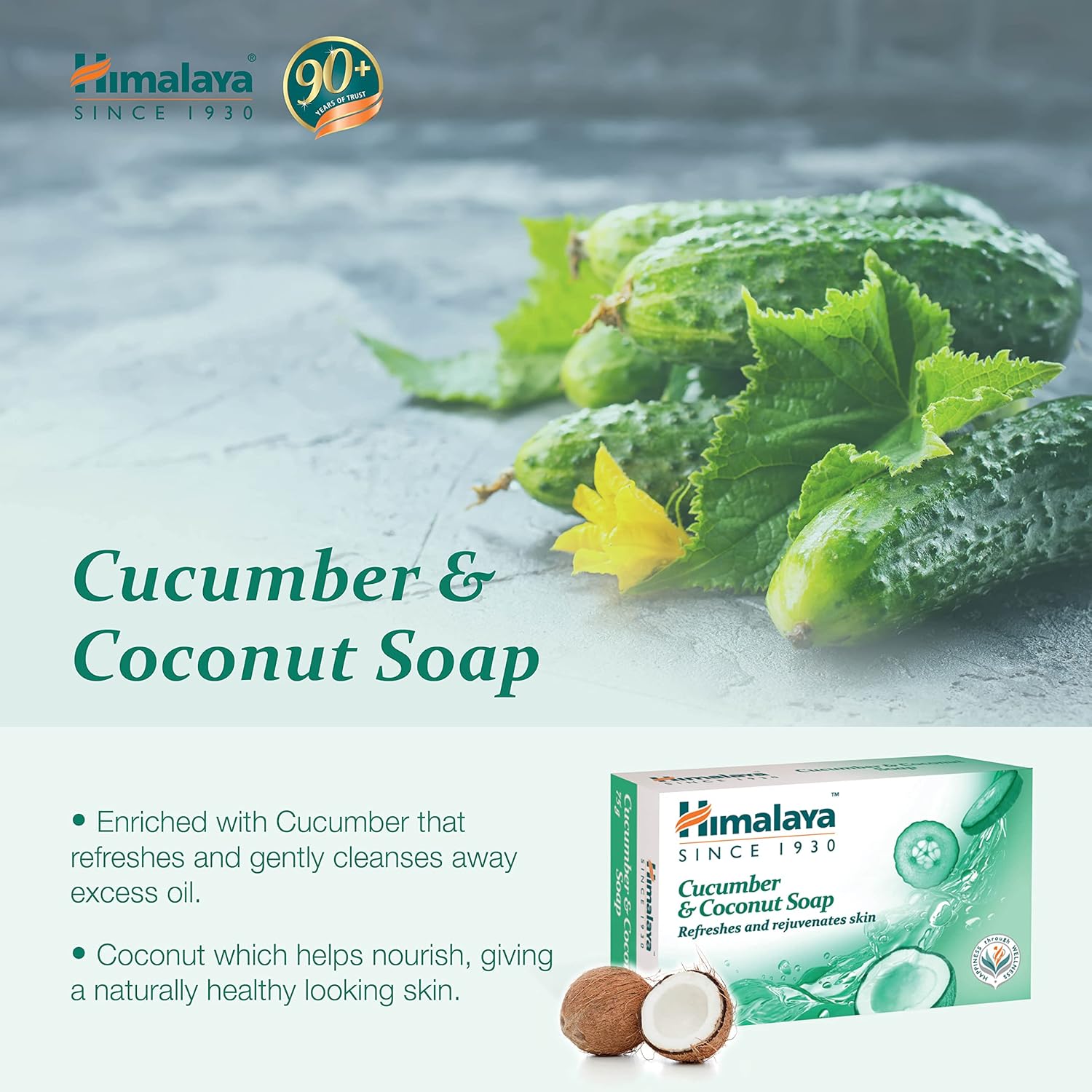 Himalaya Herbals Cucumber and Coconut Soap - 75 gm