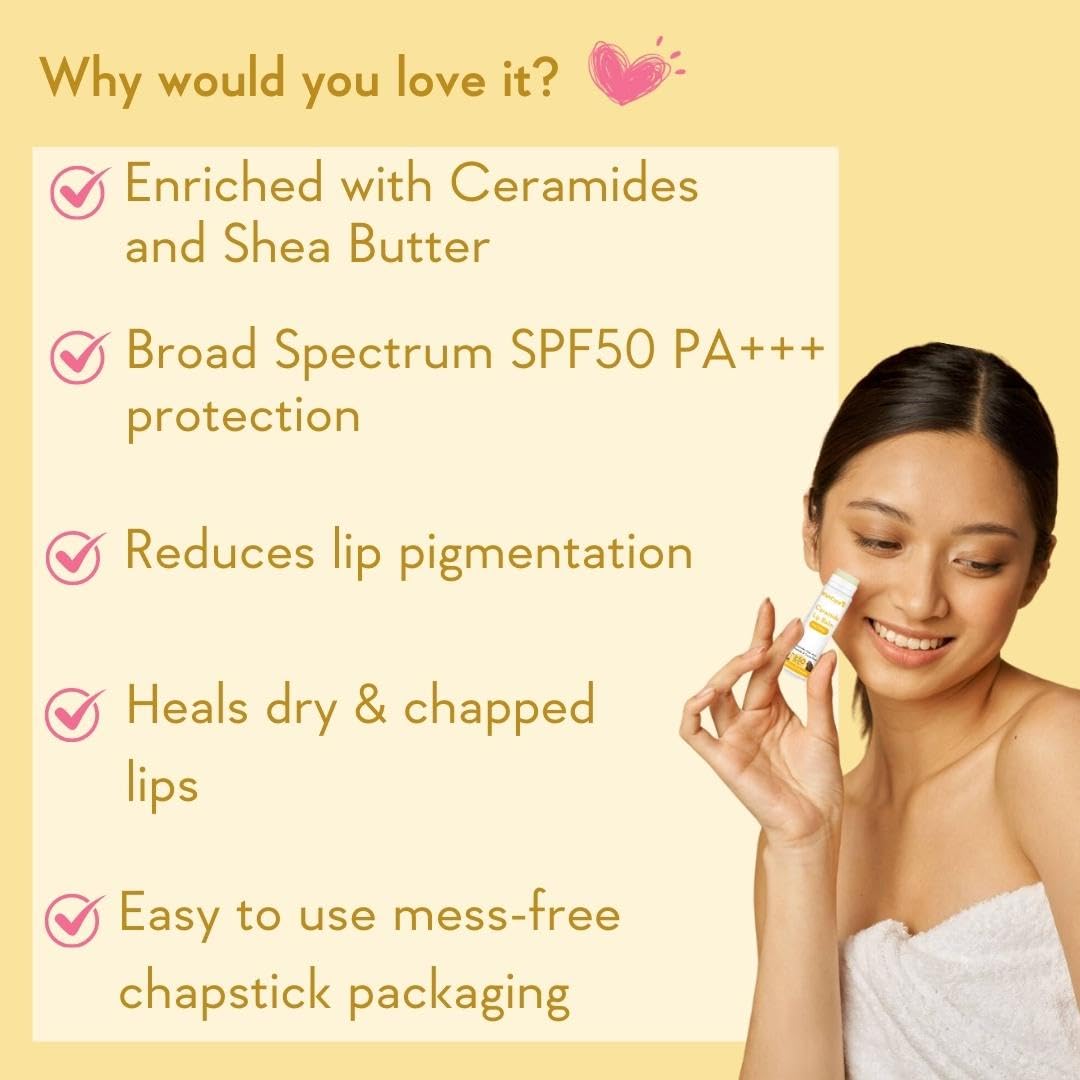Wishcare Ceramide Lip Balm with SPF50 PA+++ - Natural - 5 gm