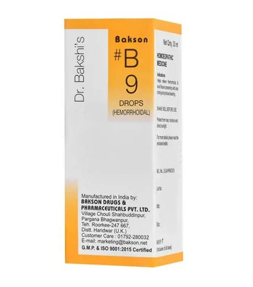 Bakson's Homeopathy B9 Hemorrhoidal Drops - 30 ml